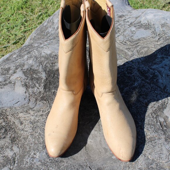 🥿 Rodney Ammons Elk Suede Cowboy Boots | Tan | Men’s 9.5 D | Handmade USA - Picture 5 of 9